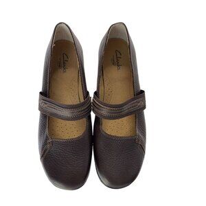Clarks Active Air Leather Casual Comfort Mary Jane Wedge Shoe SZ 10W Brown NEW
